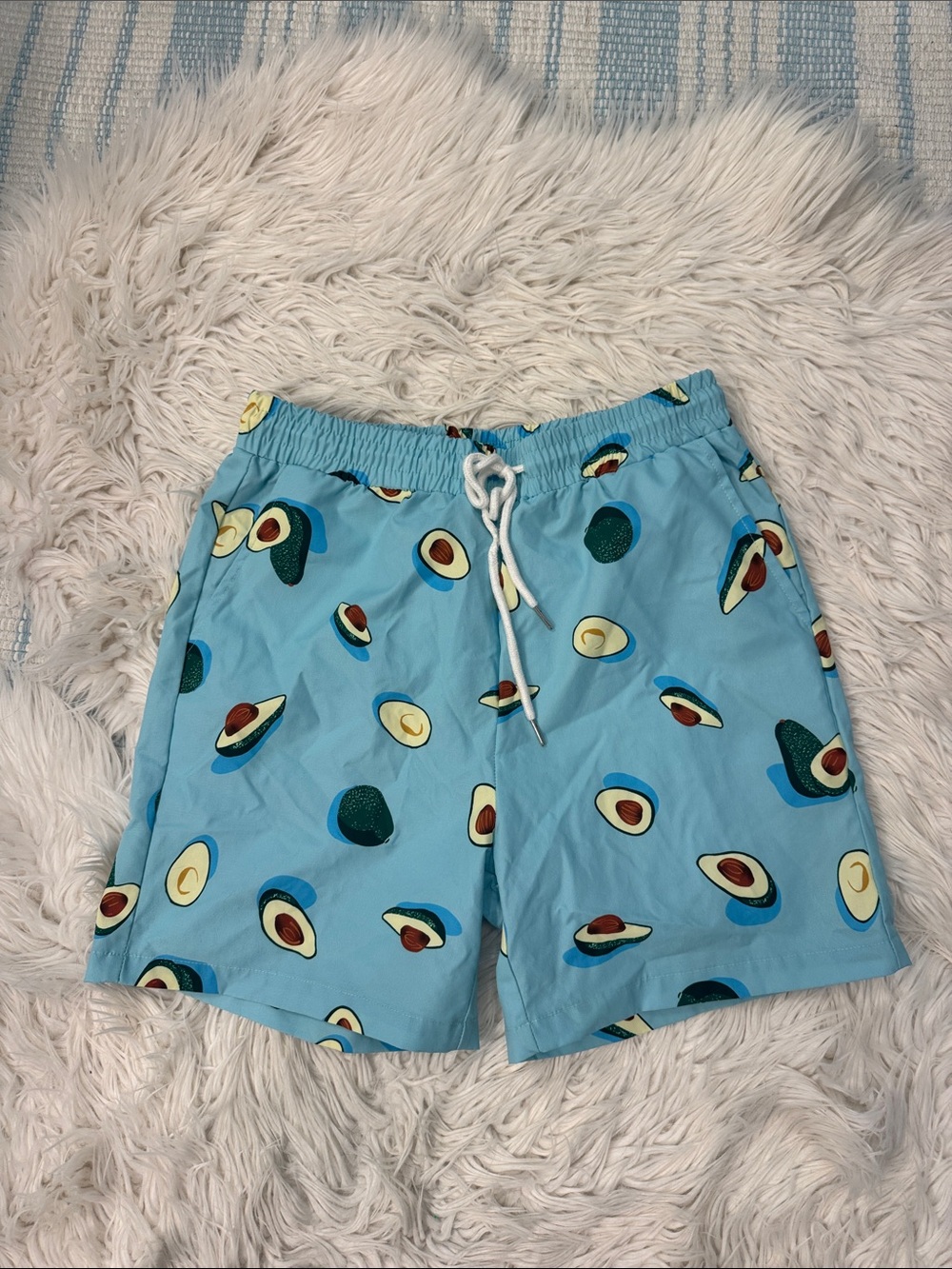 SHEIN Light Blue Avocado Print Swim Shorts